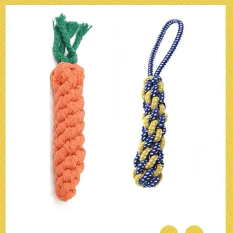 Jouet pour chien en corde de coton tressée – jouet à mâcher, corde à nœuds avec balle, accessoire de mastication et de jeu pour animaux.