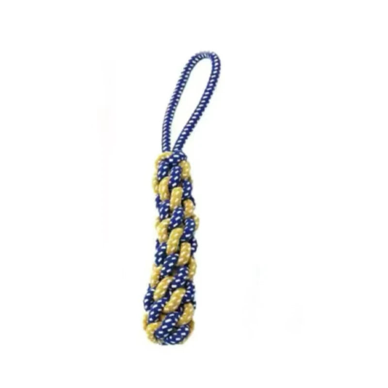 Jouet pour chien en corde de coton tressée – jouet à mâcher, corde à nœuds avec balle, accessoire de mastication et de jeu pour animaux.