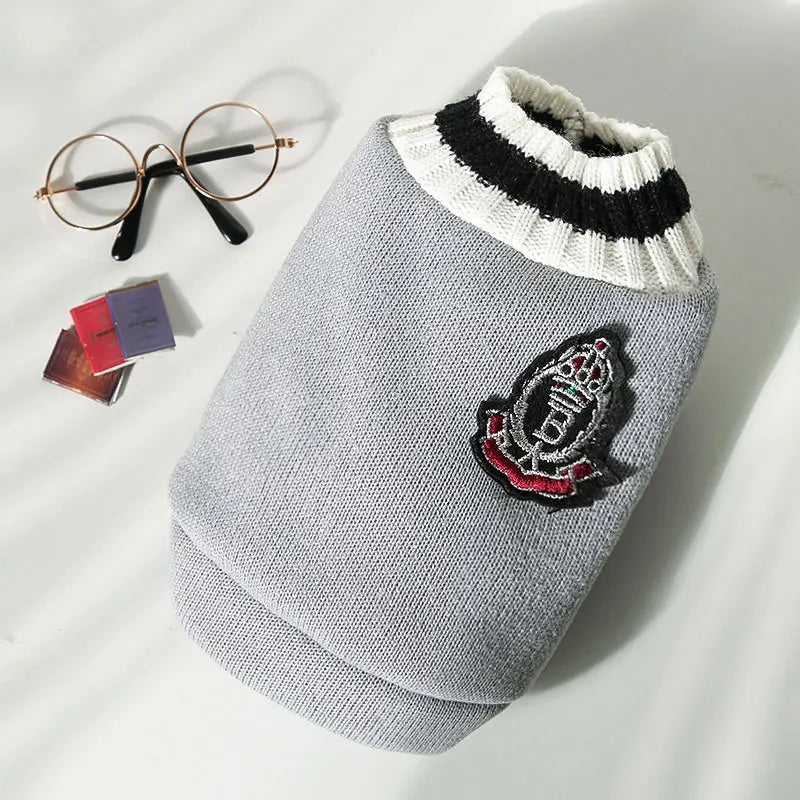 Knitted Dog Vest – V-Neck College Style Pet Clothing for Dogs & Cats