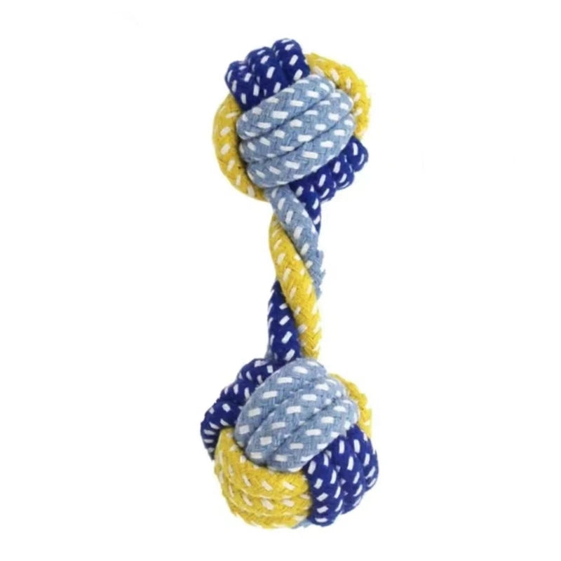 Jouet pour chien en corde de coton tressée – jouet à mâcher, corde à nœuds avec balle, accessoire de mastication et de jeu pour animaux.