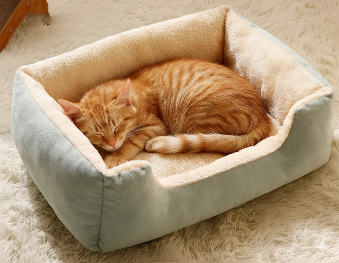 Cat Bed House – Cozy Basket Cushion for Cats & Small Dogs