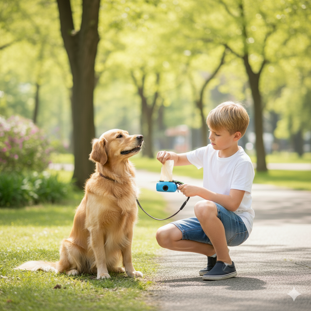 Biodegradable Dog Poop Bags – Outdoor Waste Dispenser with Holder