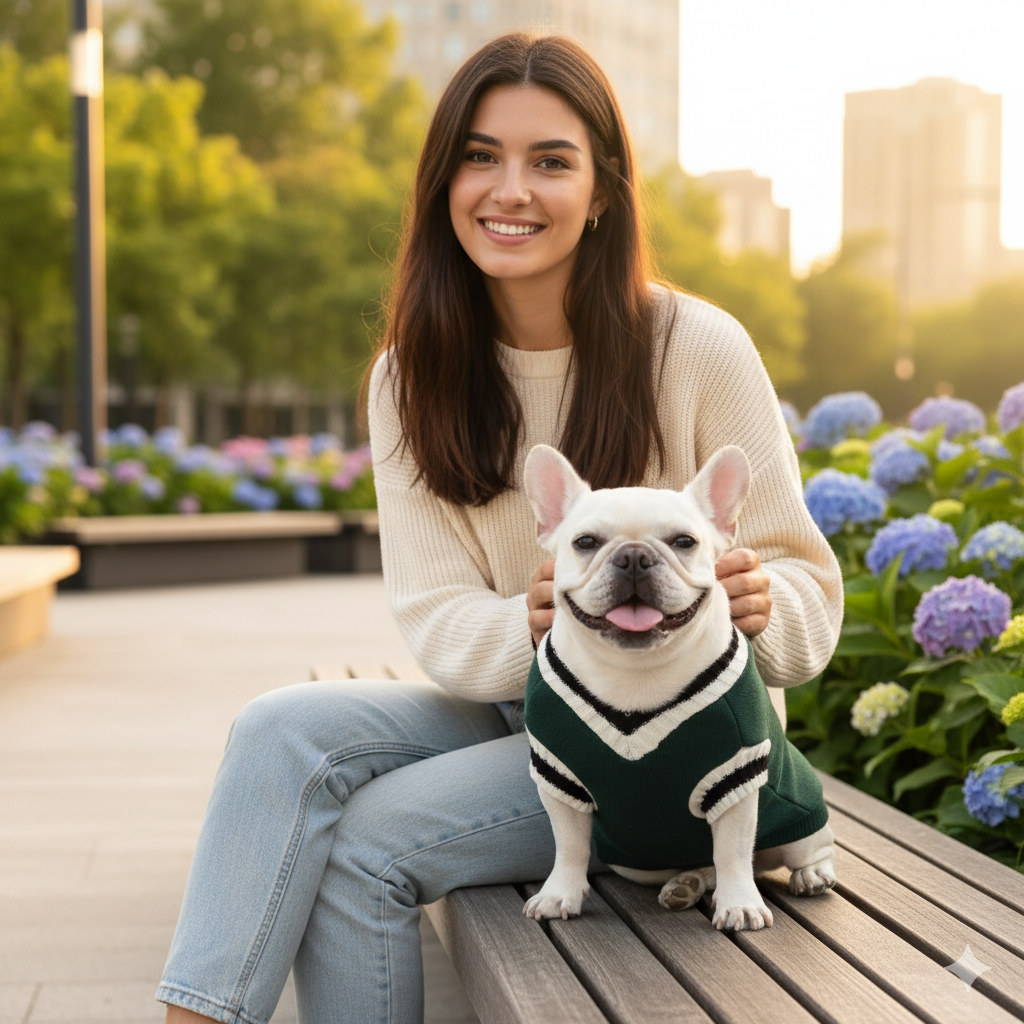 Knitted Dog Vest – V-Neck College Style Pet Clothing for Dogs & Cats