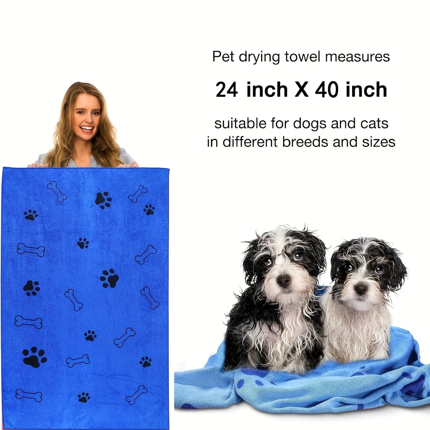 Serviette pour chien en microfibre séchage rapide – 1 pièce, absorbante, idéale après le bain ou pour essuyer la voiture, accessoires pour animaux.