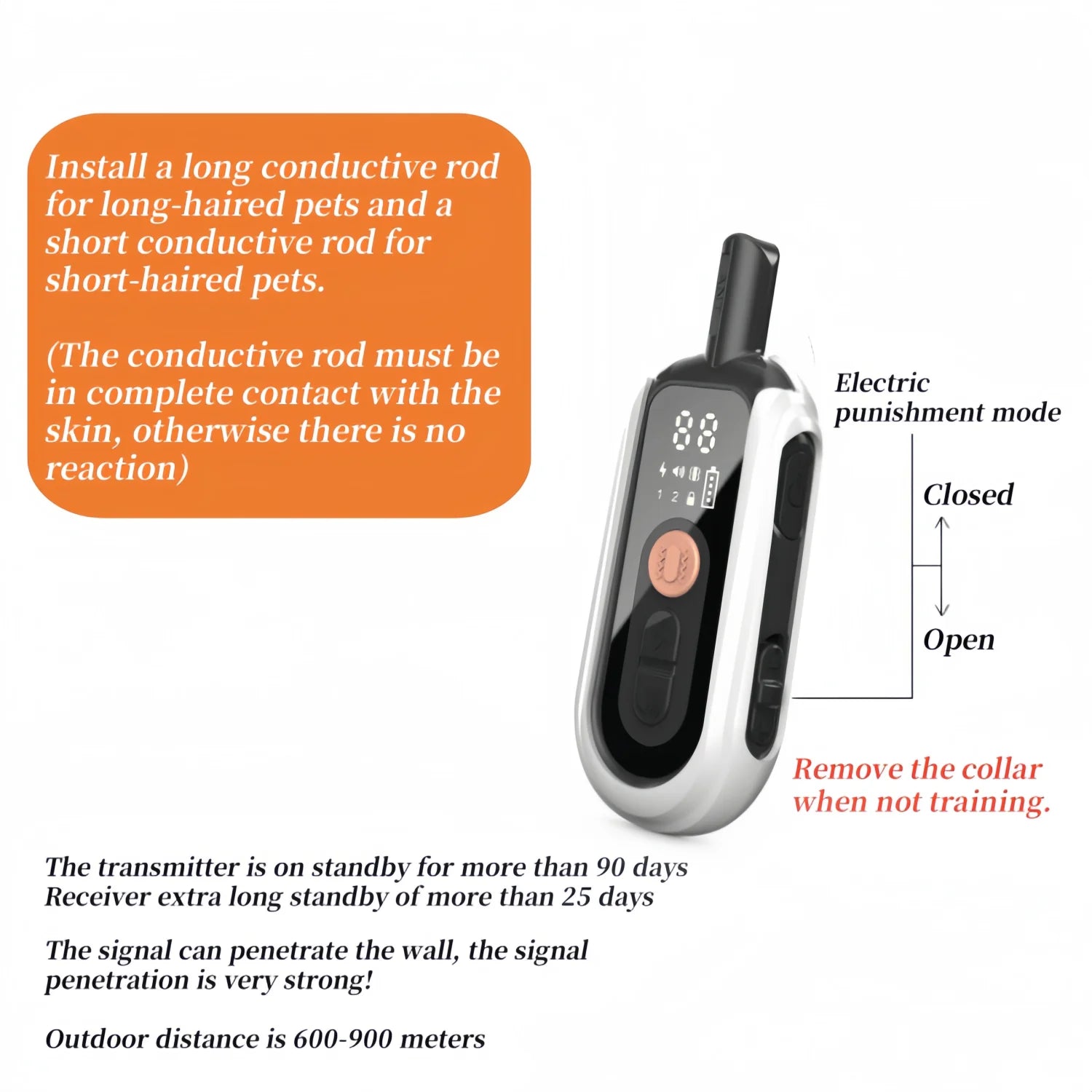 Collier de dressage électrique pour chiens – collier anti-aboiement étanche avec télécommande, rechargeable, adapté à toutes tailles de chiens.