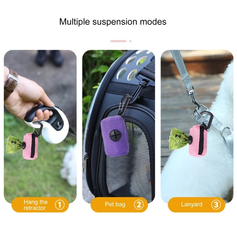 Distributeur de sacs à déjections pour chiens – support pratique pour sacs ramasse-crottes, outil de nettoyage portable pour promenades.