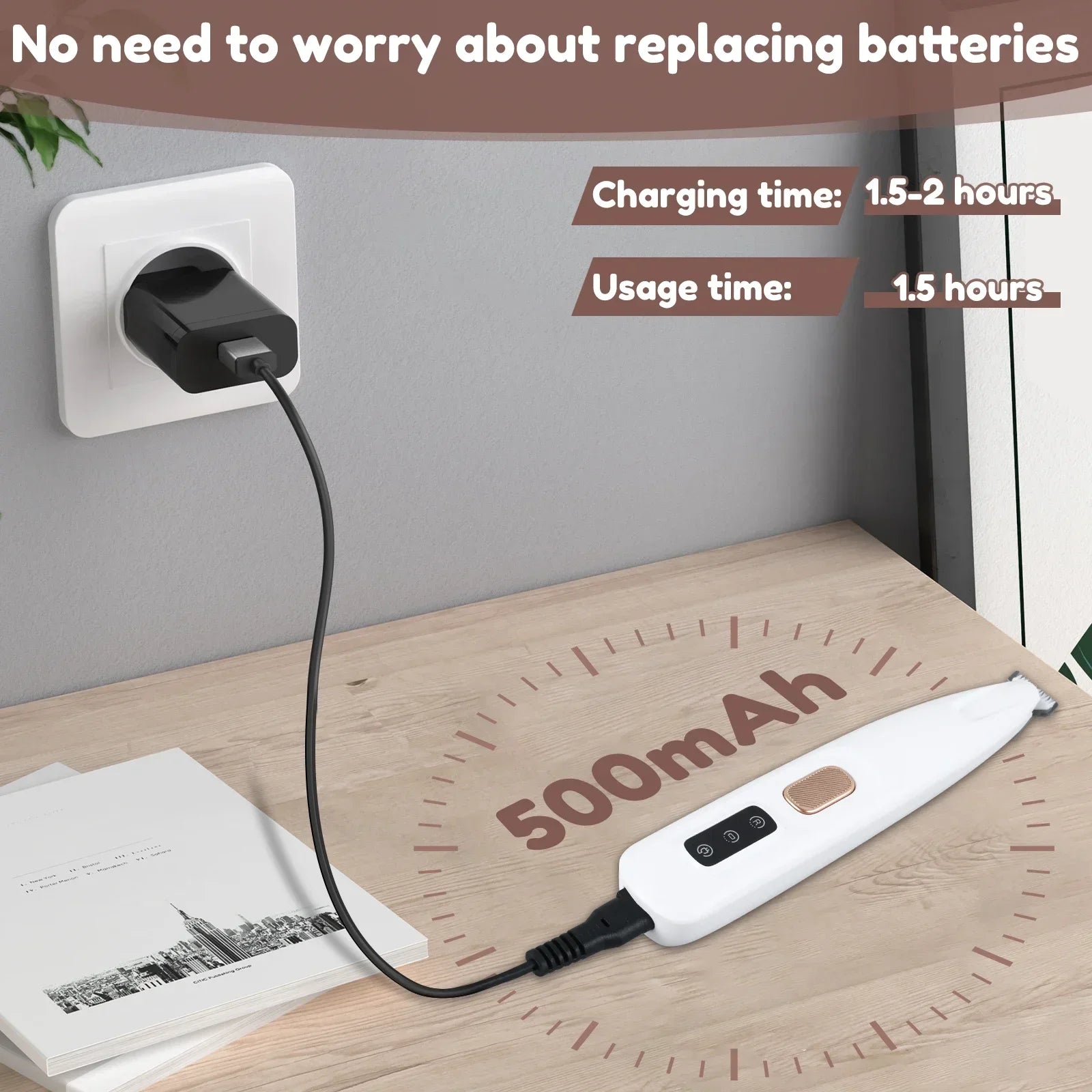 Dog Paw Trimmer with LED Light – Waterproof Pet Hair Clipper