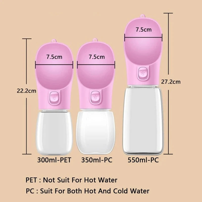 Gourde portable pour chien et chat – bouteille d’eau anti-fuite avec bol intégré