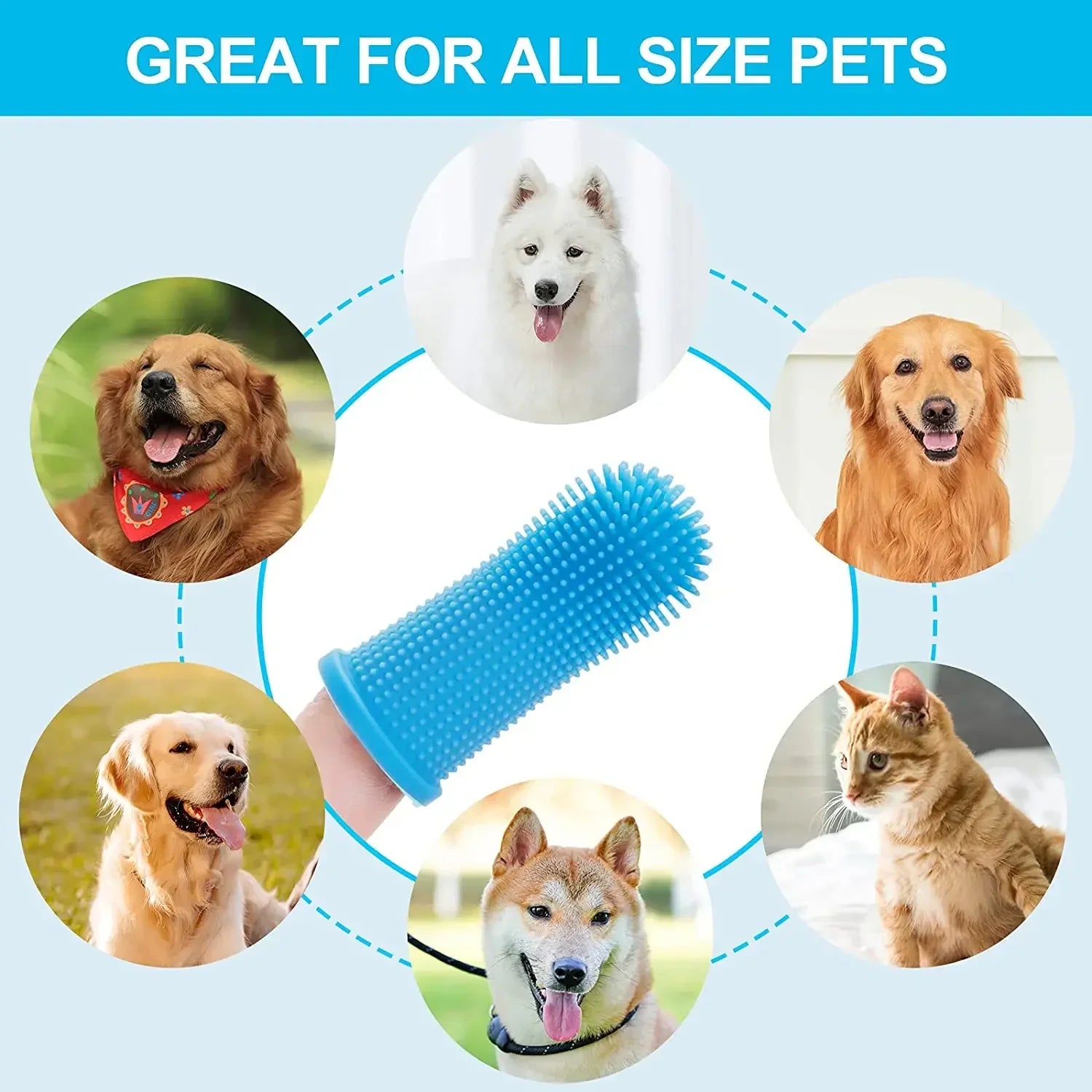 Brosse à dents en silicone pour chien et chat – brosse à doigt souple