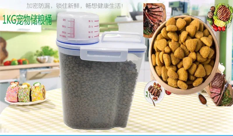 Conteneur hermétique pour croquettes – boîte de rangement avec doseur 1,5 kg / 2 kg