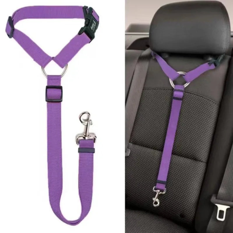 2-in-1 Dog Car Seat Belt – Adjustable Safety Harness & Leash