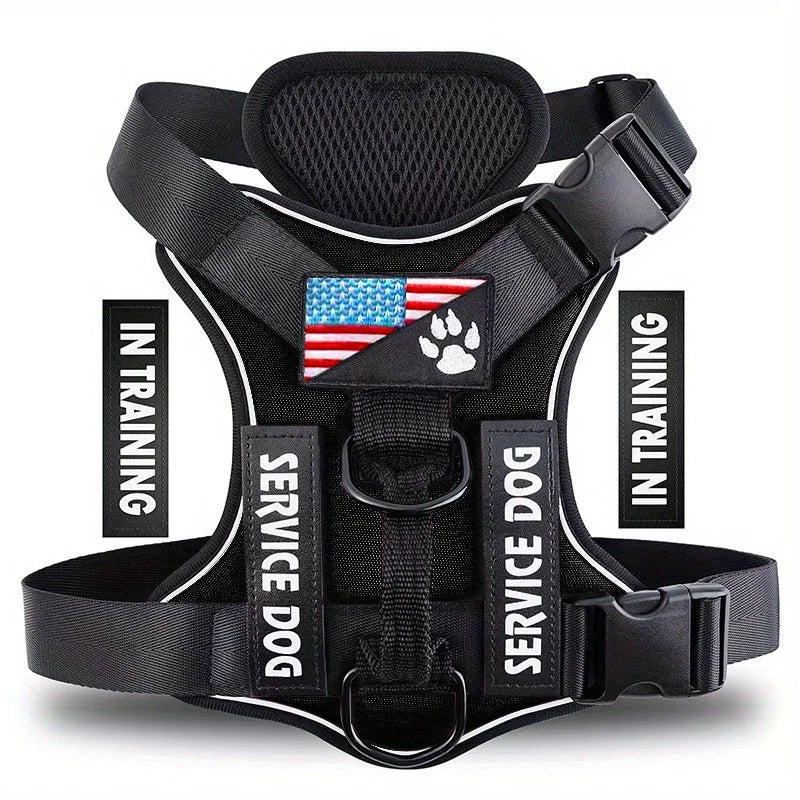 Service Dog Harness – Reflective Vest with 5 Patches & Adjustable Fit