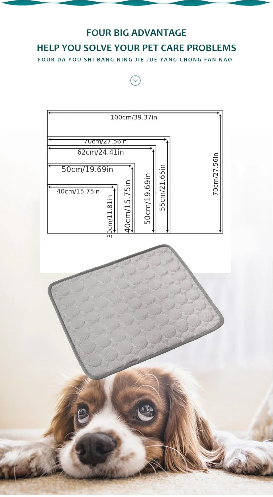 Tapis rafraîchissant pour chien et chat – couverture d’été durable, taille XL