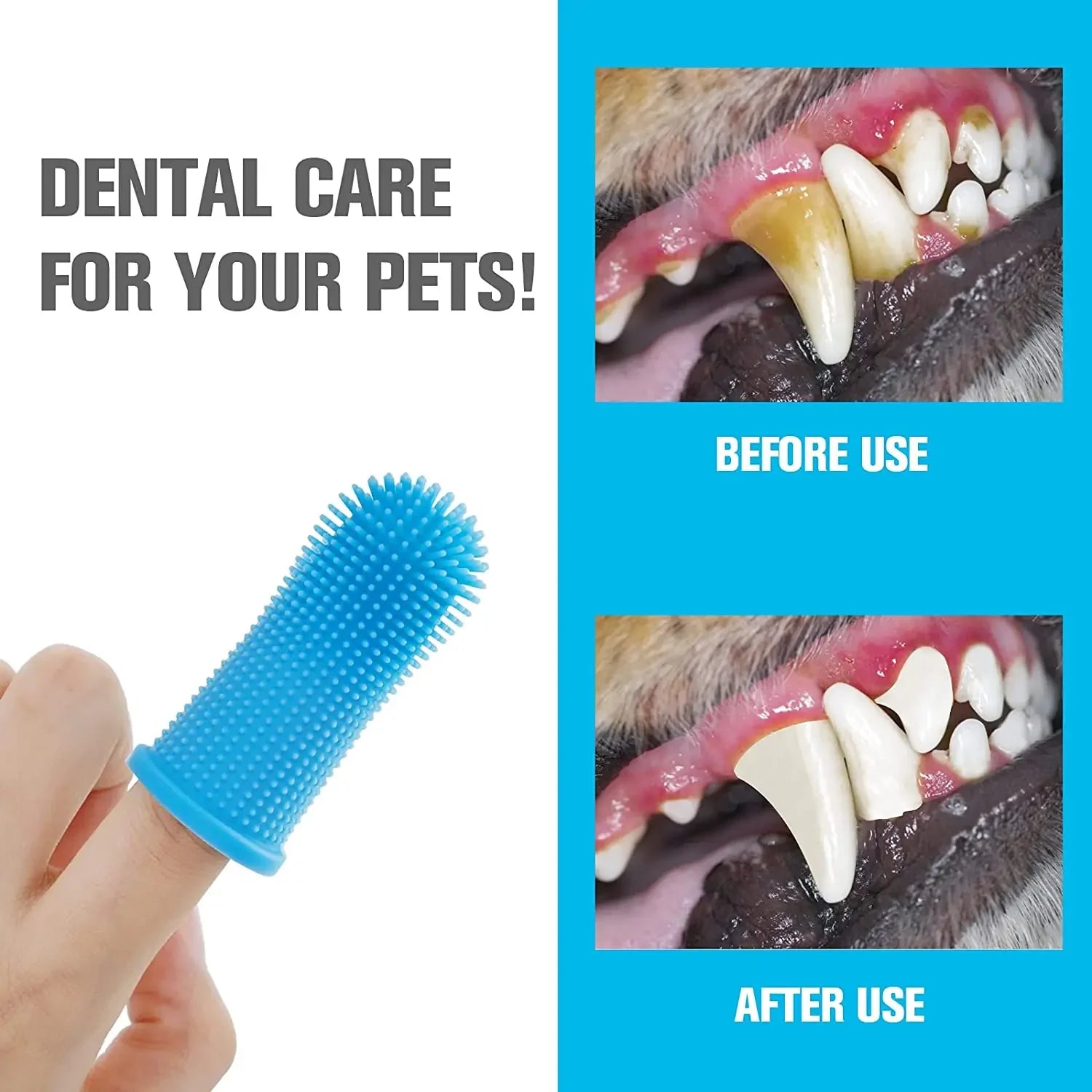 Brosse à dents en silicone pour chien et chat – brosse à doigt souple