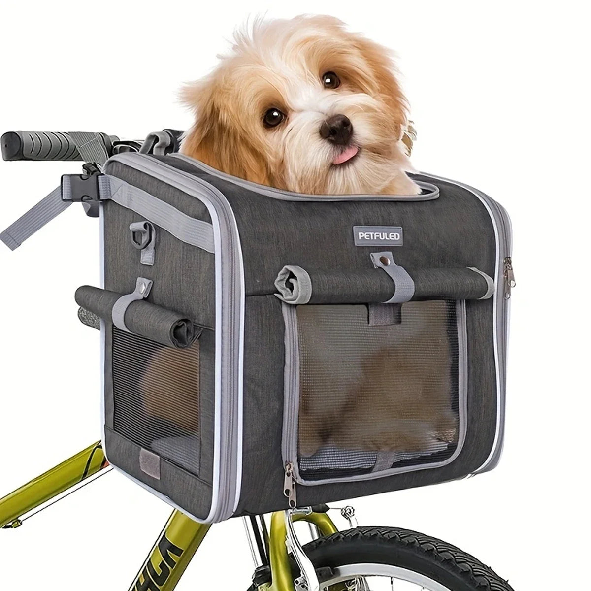 Expandable Pet Bike Basket – Safe Bicycle Carrier for Dogs & Cats