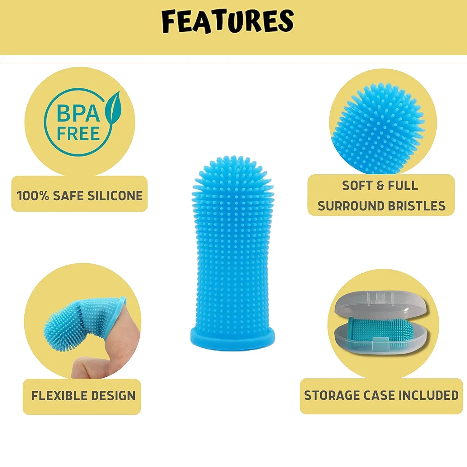 Brosse à dents en silicone pour chien et chat – brosse à doigt souple