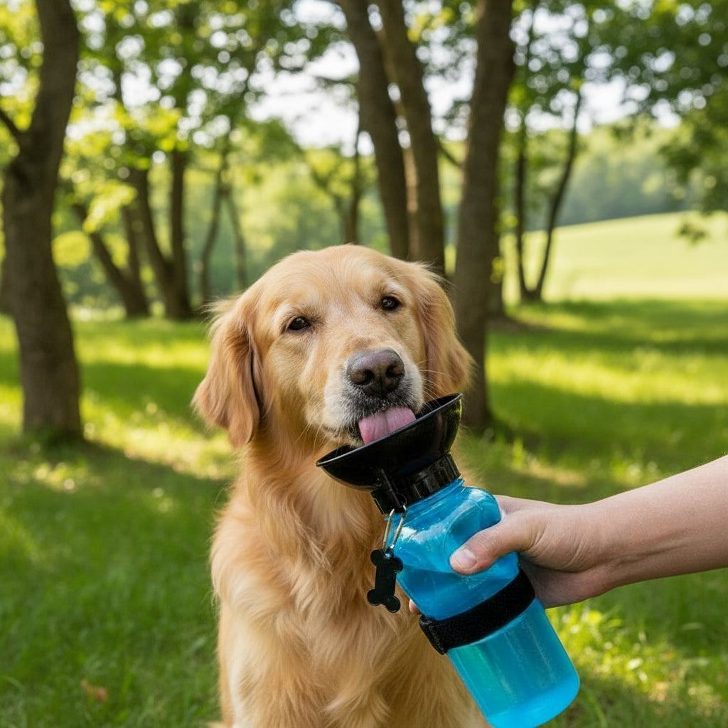 500ml Portable Dog Water Bottle – Outdoor Travel Drinking Bowl for Dogs & Cats