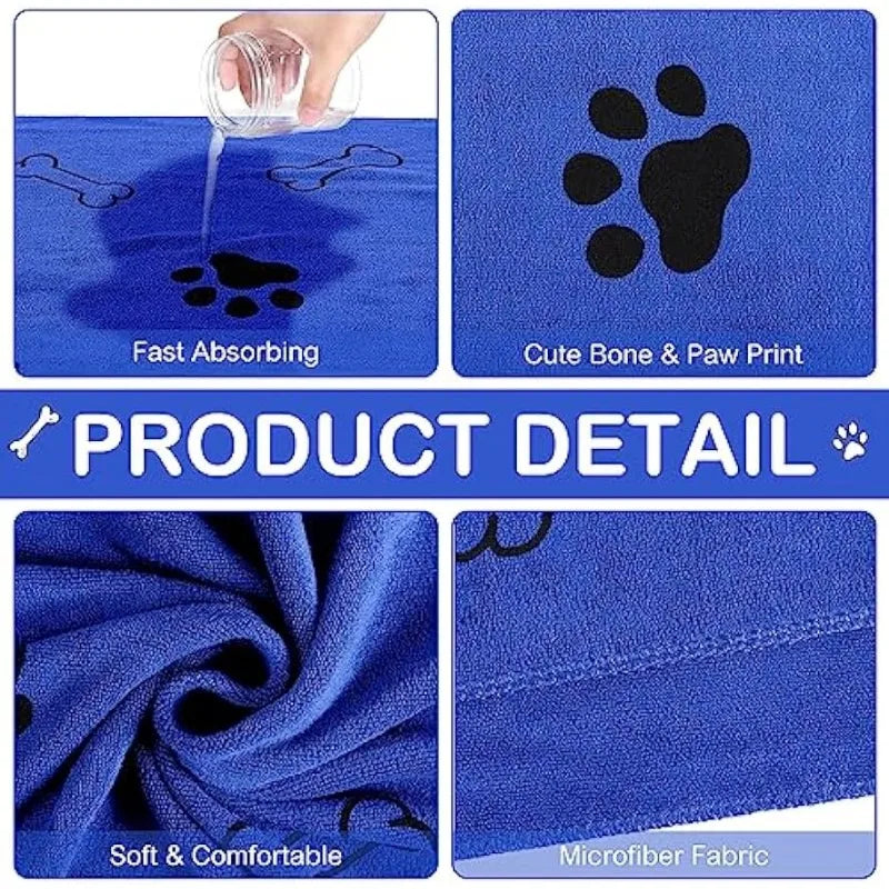 Serviette pour chien en microfibre séchage rapide – 1 pièce, absorbante, idéale après le bain ou pour essuyer la voiture, accessoires pour animaux.