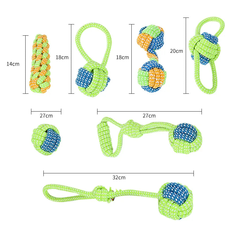 Jouets en corde de coton pour chien – interactifs, à mâcher et nettoyage des dents