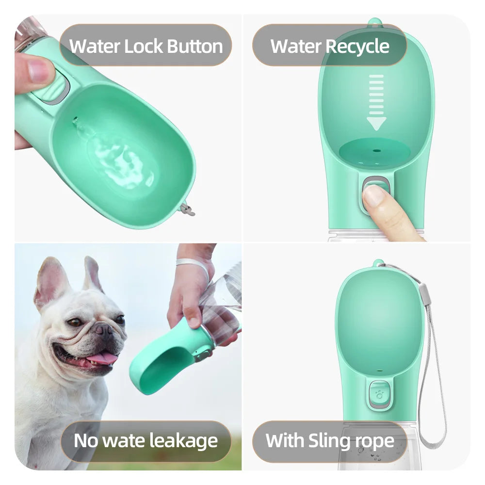 Gourde portable pour chien et chat – bouteille d’eau anti-fuite avec bol intégré