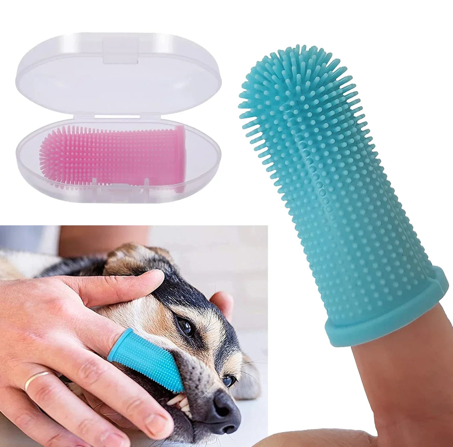 Brosse à dents en silicone pour chien et chat – brosse à doigt souple