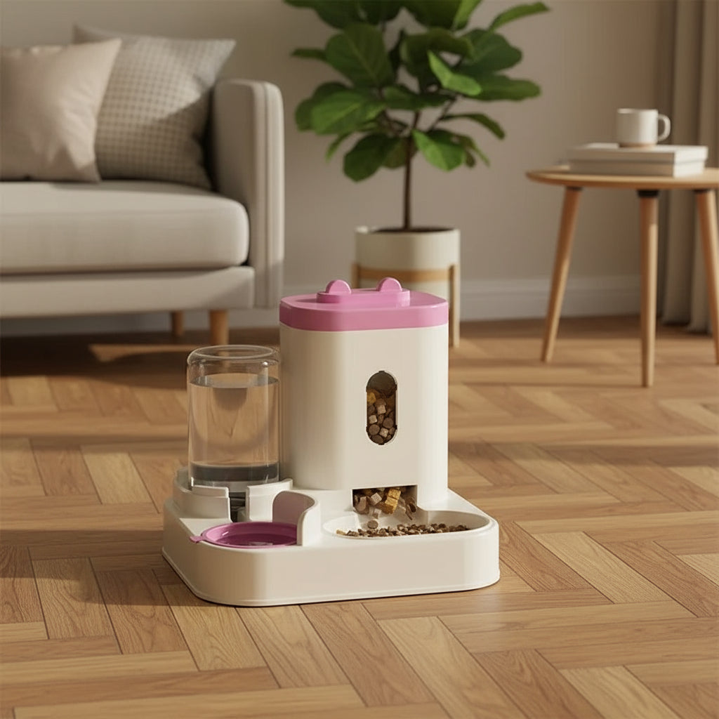 Automatic Pet Feeder with Water Fountain – Large Capacity Food Dispenser for Dogs & Cats