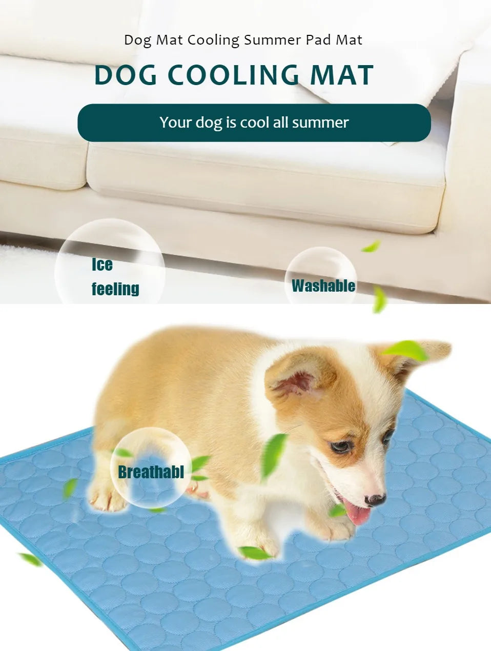 Tapis rafraîchissant pour chien et chat – couverture d’été durable, taille XL