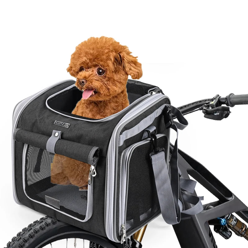 Expandable Pet Bike Basket – Safe Bicycle Carrier for Dogs & Cats