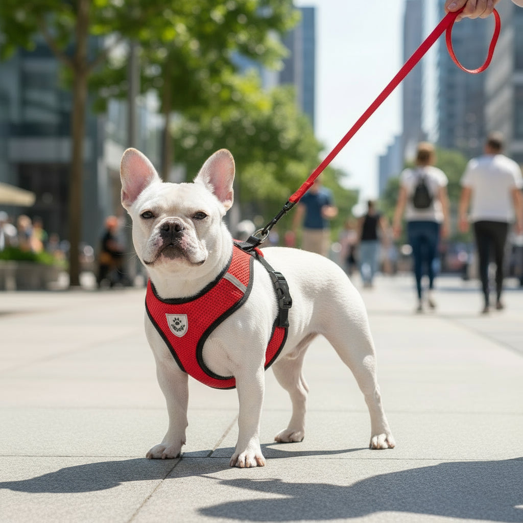 Breathable Mesh Dog Harness – Reflective Adjustable Vest for Small Dogs & Cats