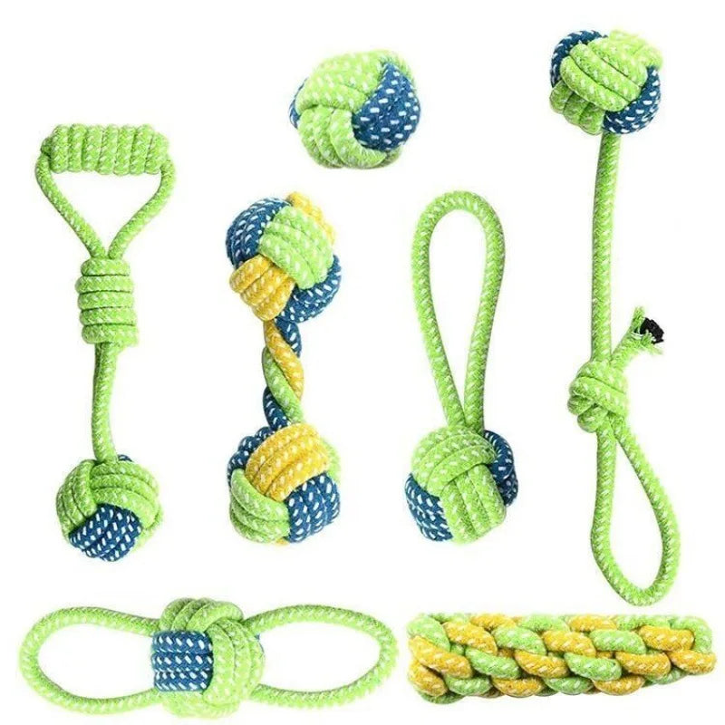Jouets en corde de coton pour chien – interactifs, à mâcher et nettoyage des dents