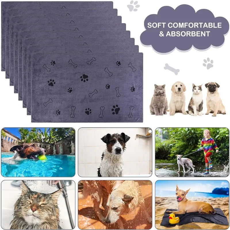 Serviette pour chien en microfibre séchage rapide – 1 pièce, absorbante, idéale après le bain ou pour essuyer la voiture, accessoires pour animaux.