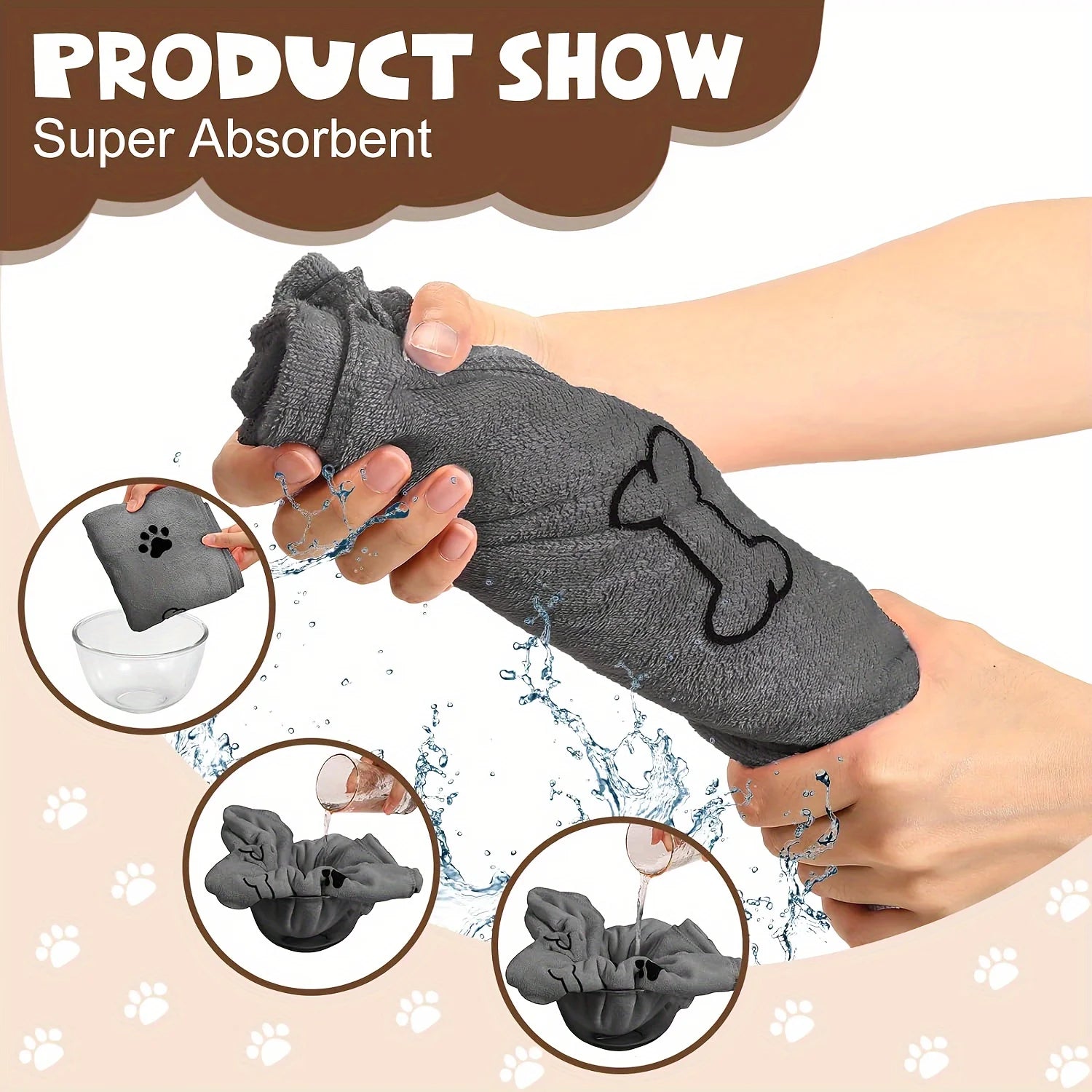 Serviette pour chien en microfibre séchage rapide – 1 pièce, absorbante, idéale après le bain ou pour essuyer la voiture, accessoires pour animaux.