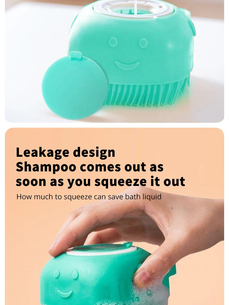 Brosse de bain en silicone pour chien et chat – brosse de toilettage avec réservoir