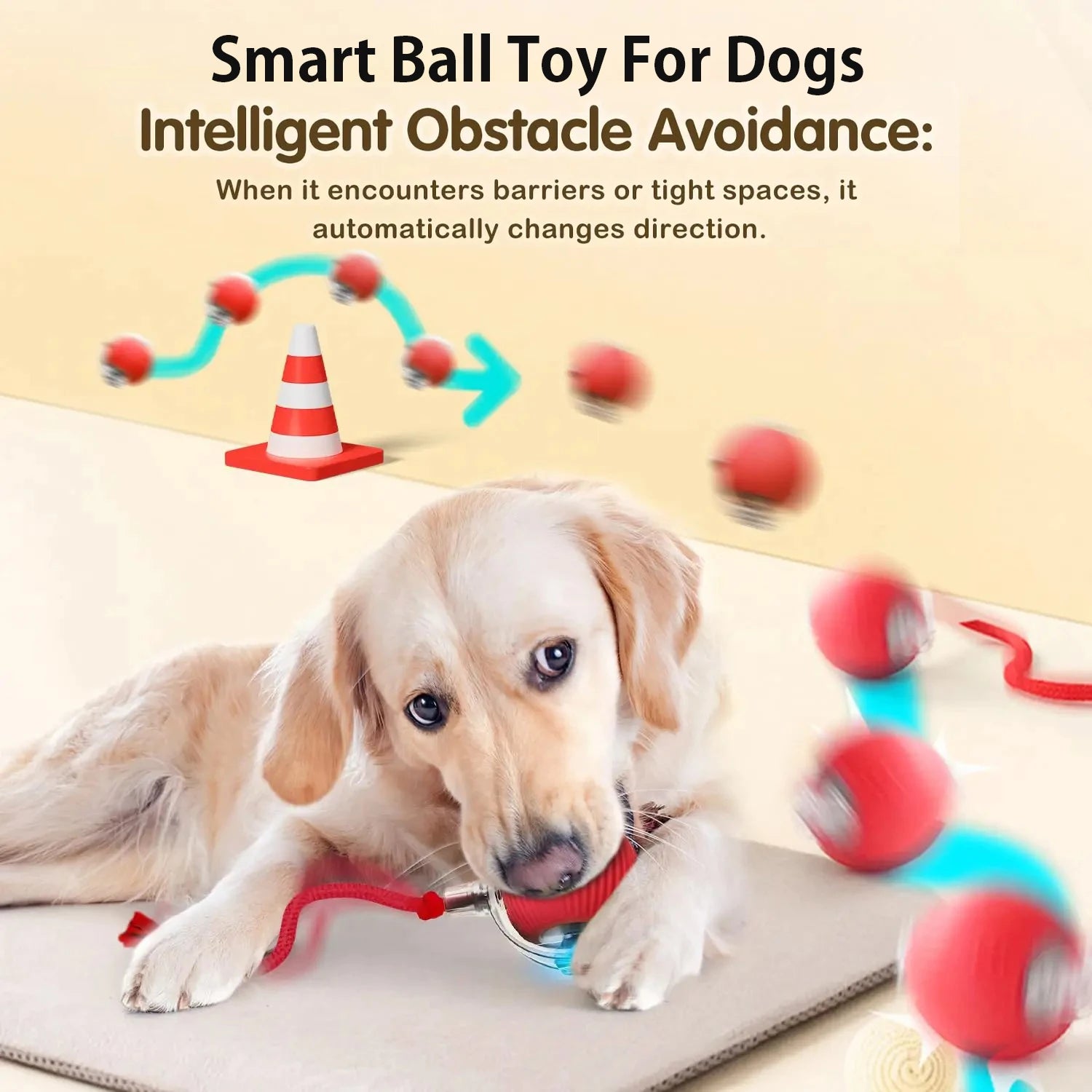 Nouveau jouet interactif pour chien – Balle automatique rechargeable, jouet intelligent pour chiots, balle interactive intelligente pour chiens.