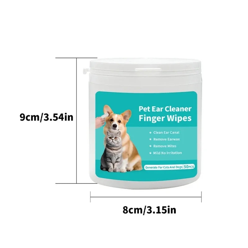 Lingettes nettoyantes pour oreilles de chien et chat – jetables, à doigt