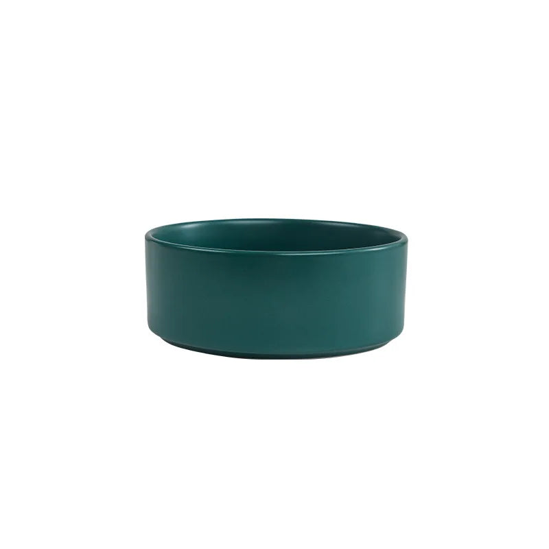 Elevated Ceramic Cat Bowl – Double Bowl with Wooden Stand for Neck Protection