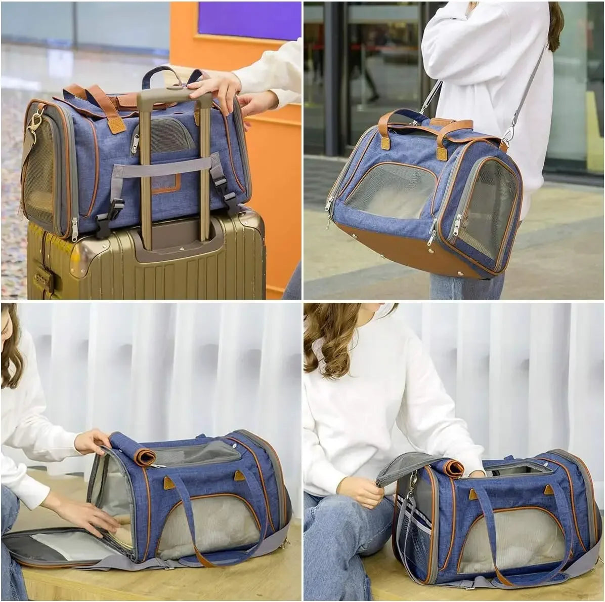 Portable Pet Carrier Bag – Collapsible Breathable Travel Handbag for Dogs & Cats