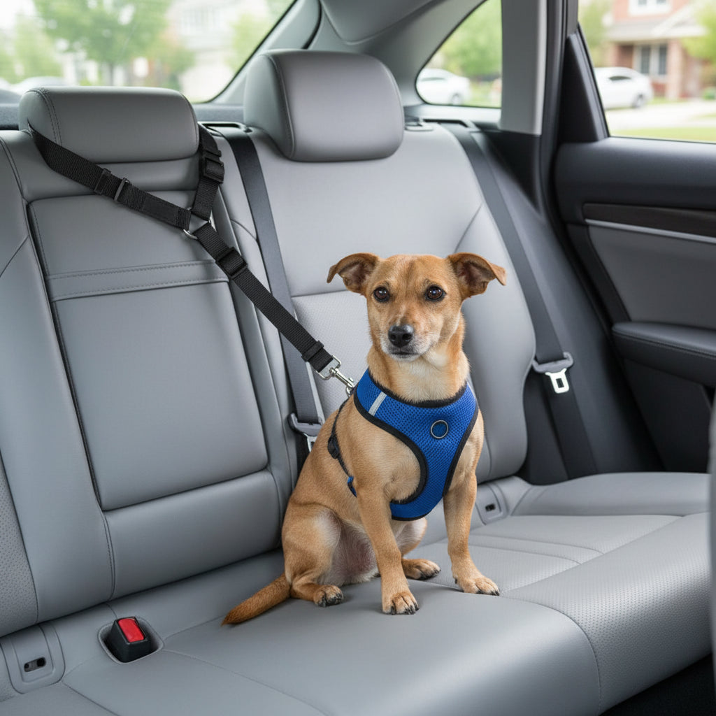 2-in-1 Dog Car Seat Belt – Adjustable Safety Harness & Leash