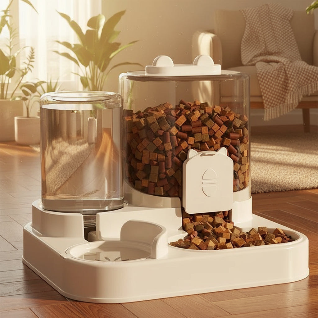Automatic Pet Feeder with Water Fountain – Large Capacity Food Dispenser for Dogs & Cats