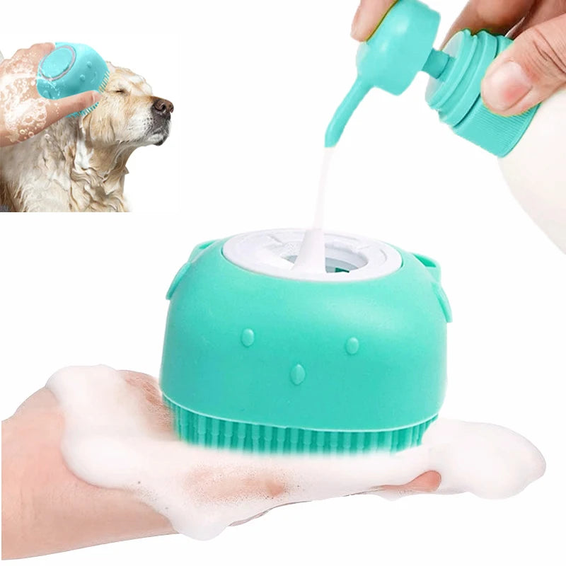 Brosse de bain en silicone pour chien et chat – brosse de toilettage avec réservoir