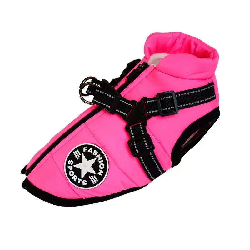 Waterproof Dog Harness Vest – Winter Warm Pet Jacket with Harness